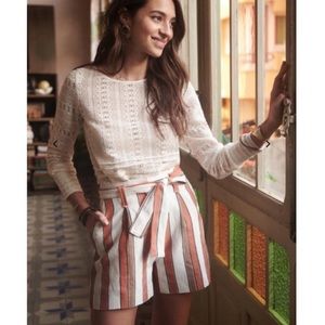 Sezane Marta Cream Lace Long Sleeve Blouse